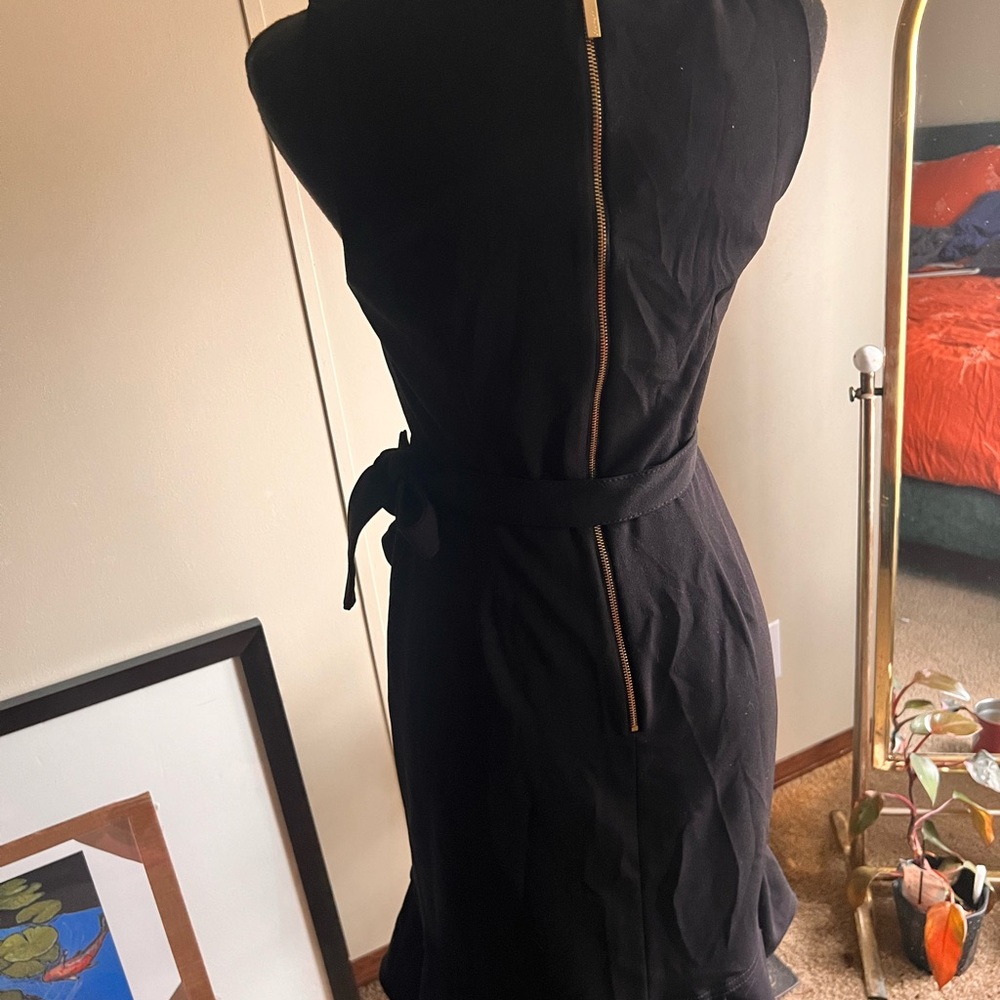 Calvin Klein size 8 ruffled high neck dress tie waist - Picture 9 of 10